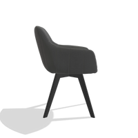 Esszimmerstuhl Odille 6578 in Leder B502 (Dunkelgrau), Beine in Schwarz, Seitenansicht