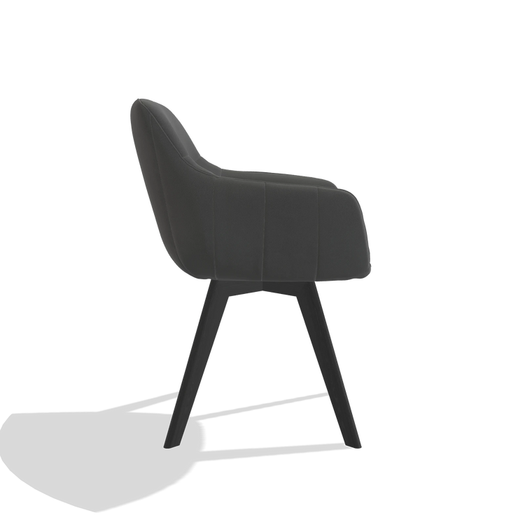 Esszimmerstuhl Odille 6578 in Leder B502 (Dunkelgrau), Beine in Schwarz, Seitenansicht