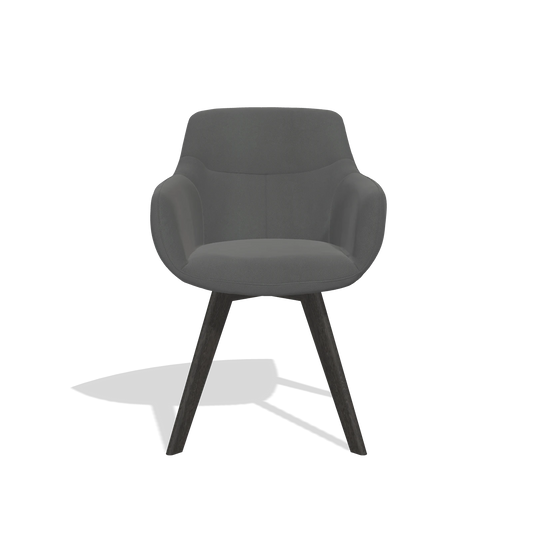 Chaise de salle à manger Odille 6578 en Cuir B502 (gris foncé), pieds en tabac, vue de face