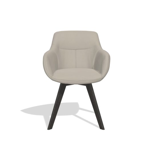 Chaise de salle à manger Odille 6578 en Cuir B514 (gris clair), pieds en tabac, vue de face