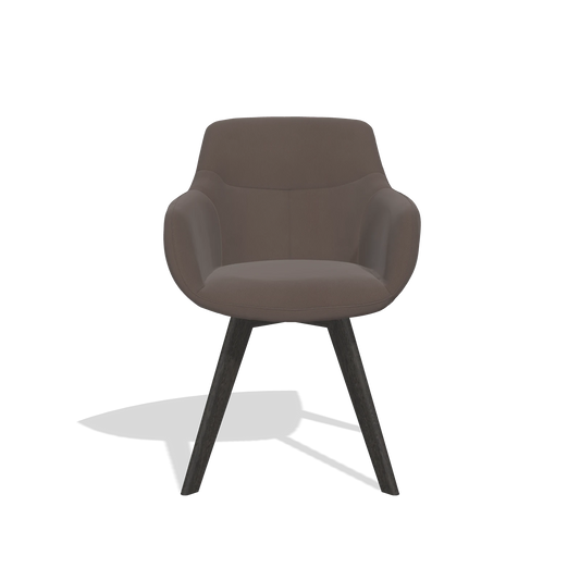 Chaise de salle à manger Odille 6578 en Cuir B535 (marron), pieds en tabac, vue de face