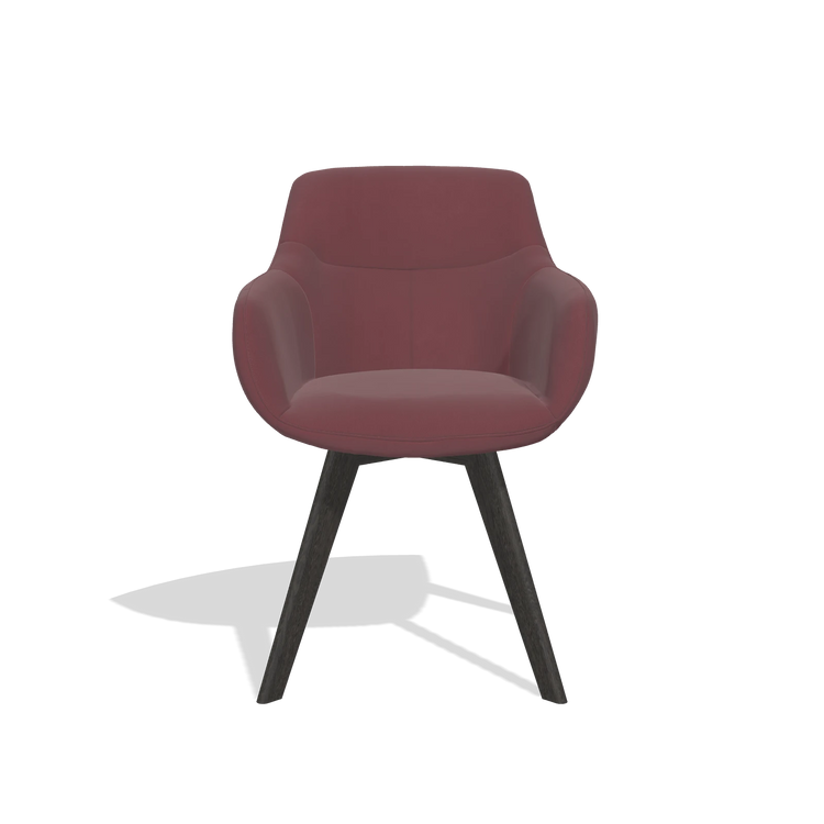 Dining Chair Odille 6578 in Leather B554 (brown), tobacco legs, front view