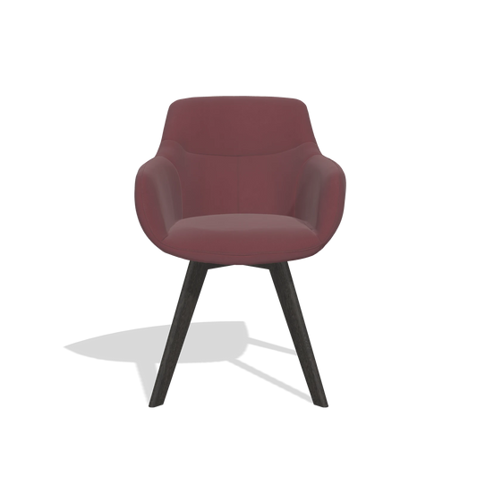 Chaise de salle à manger Odille 6578 en Cuir B554 (marron), pieds en tabac, vue de face