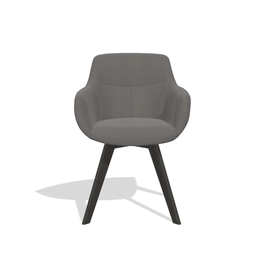 Chaise de salle à manger Odille 6578 en Cuir B584 (gris foncé), pieds en tabac, vue de face