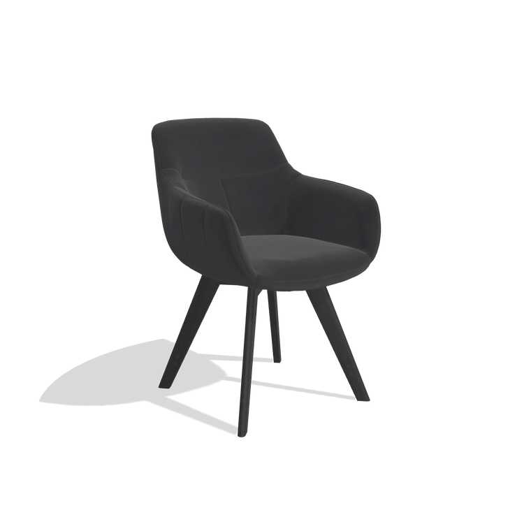 Esszimmerstuhl Odille 6578 in Leder B900 (Schwarz), Beine in Schwarz, Schrägansicht