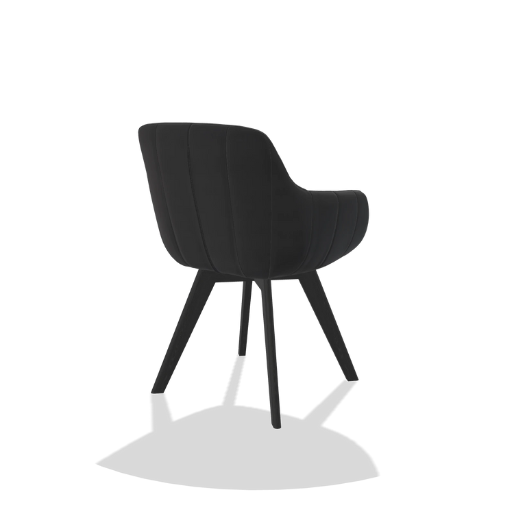 Esszimmerstuhl Odille 6578 in Leder B900 (Schwarz), Beine in Schwarz, Schrägansicht von hinten