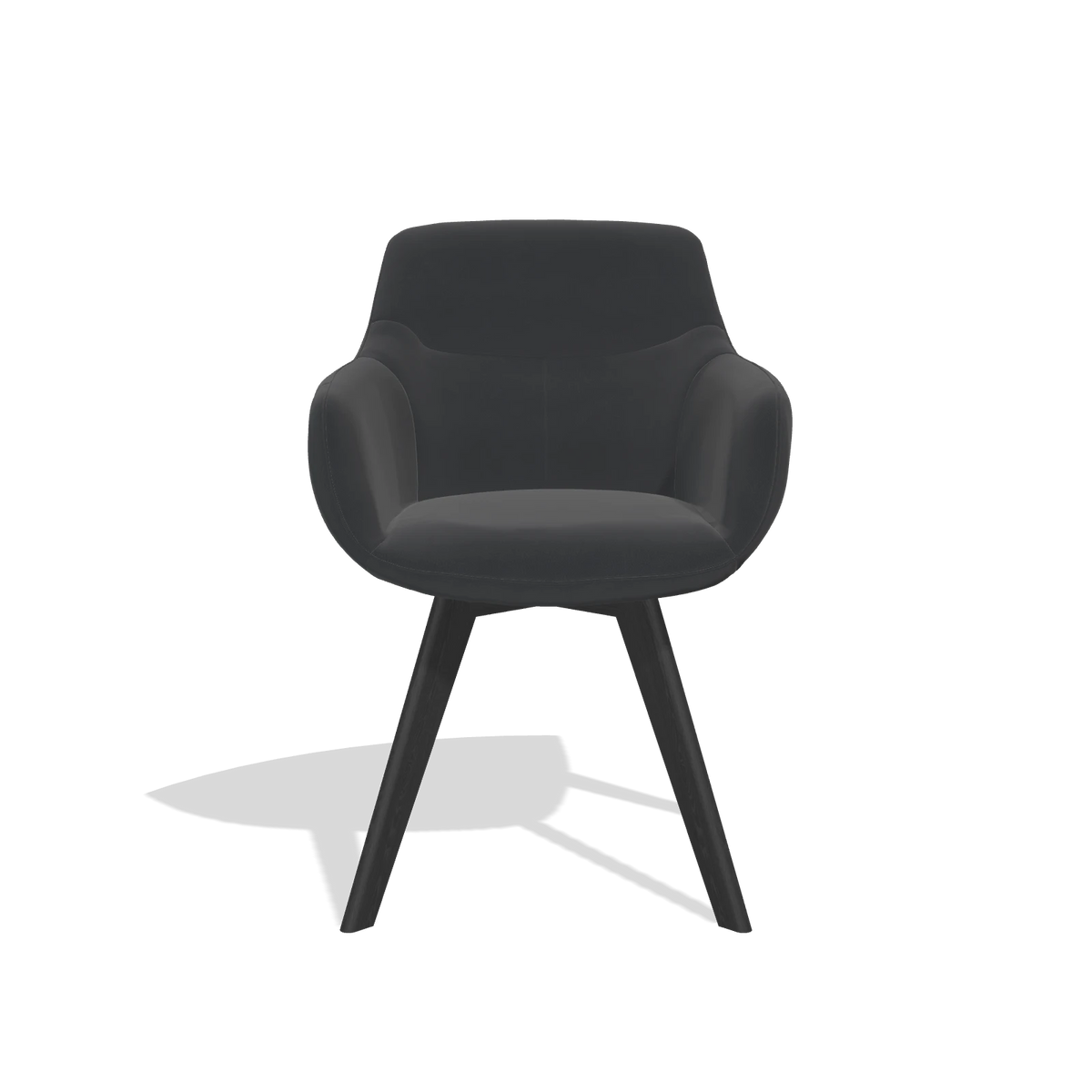 Esszimmerstuhl Odille 6578 in Leder B900 (Schwarz), Beine in Schwarz, Vorderansicht