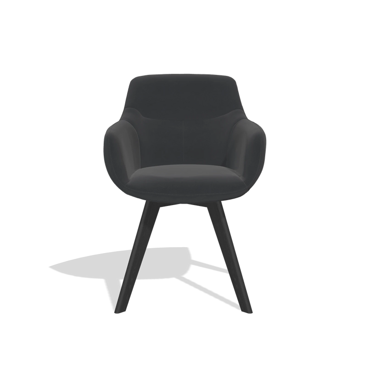 Esszimmerstuhl Odille 6578 in Leder B900 (Schwarz), Beine in Schwarz, Vorderansicht