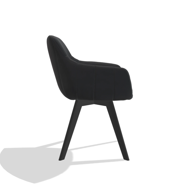 Esszimmerstuhl Odille 6578 in Leder B900 (Schwarz), Beine in Schwarz, Seitenansicht