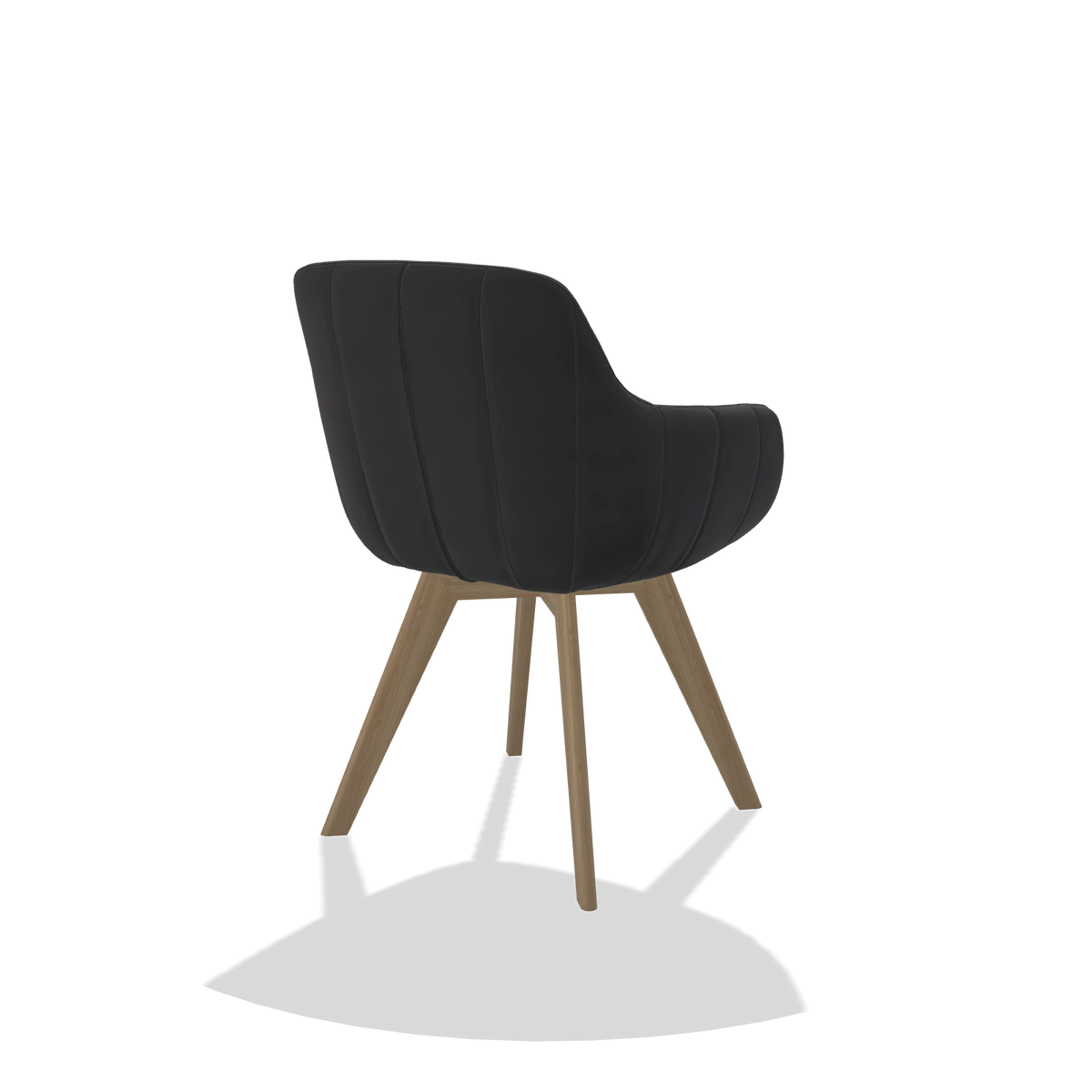 Esszimmerstuhl Odille 6578 in Leder B900 (Schwarz), Beine in Natur, Schrägansicht von hinten