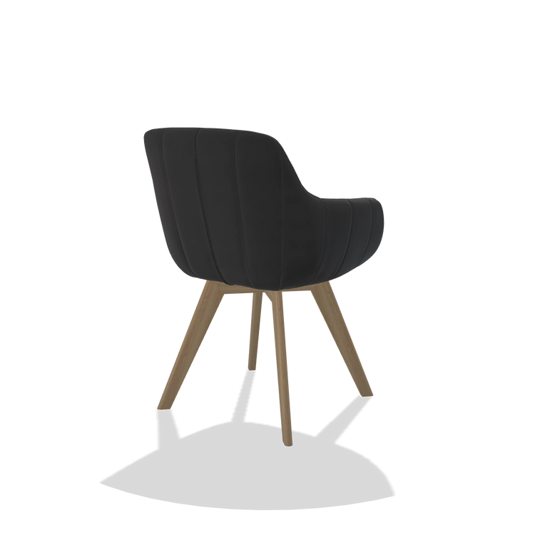 Esszimmerstuhl Odille 6578 in Leder B900 (Schwarz), Beine in Natur, Schrägansicht von hinten
