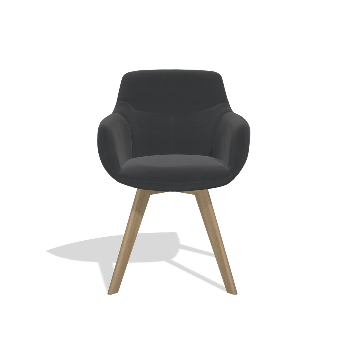 Esszimmerstuhl Odille 6578 in Leder B900 (Schwarz), Beine in Natur, Vorderansicht