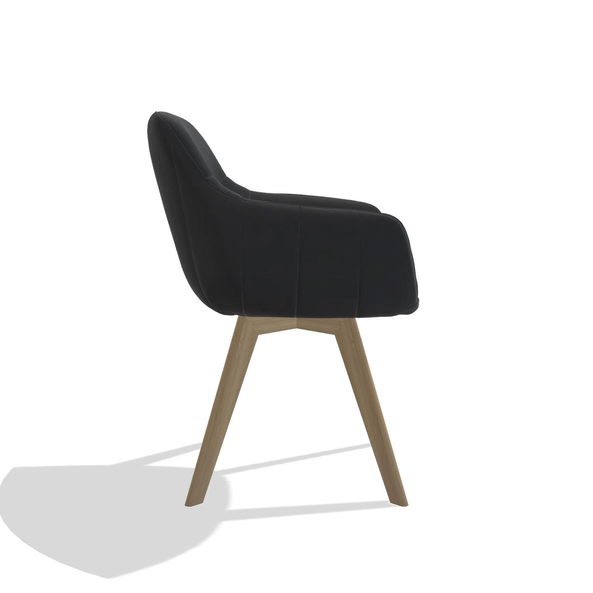Esszimmerstuhl Odille 6578 in Leder B900 (Schwarz), Beine in Natur, Seitenansicht