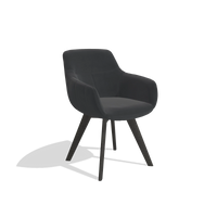 Esszimmerstuhl Odille 6578 in Leder B900 (Schwarz), Beine in Tabak, Schrägansicht