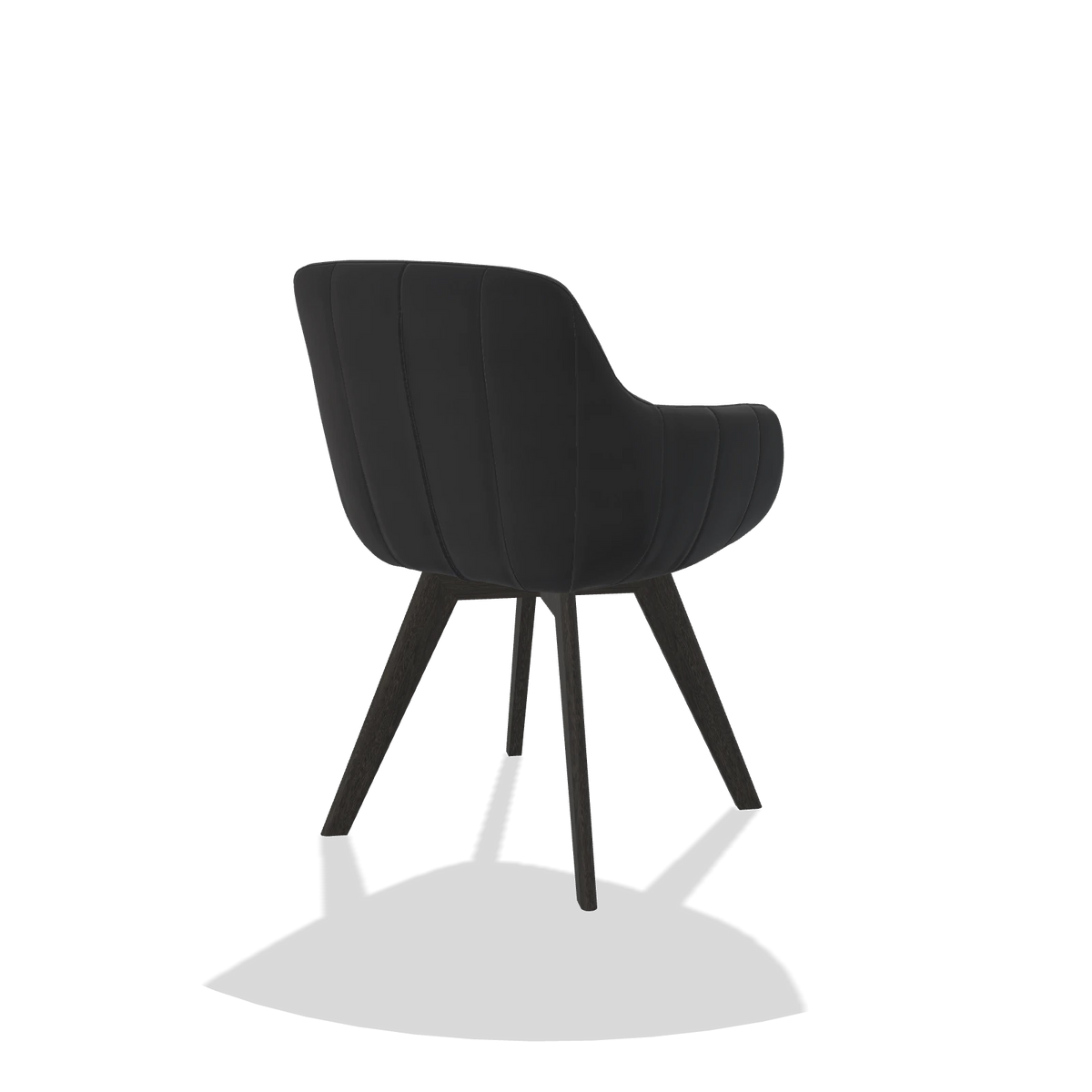 Esszimmerstuhl Odille 6578 in Leder B900 (Schwarz), Beine in Tabak, Schrägansicht von hinten