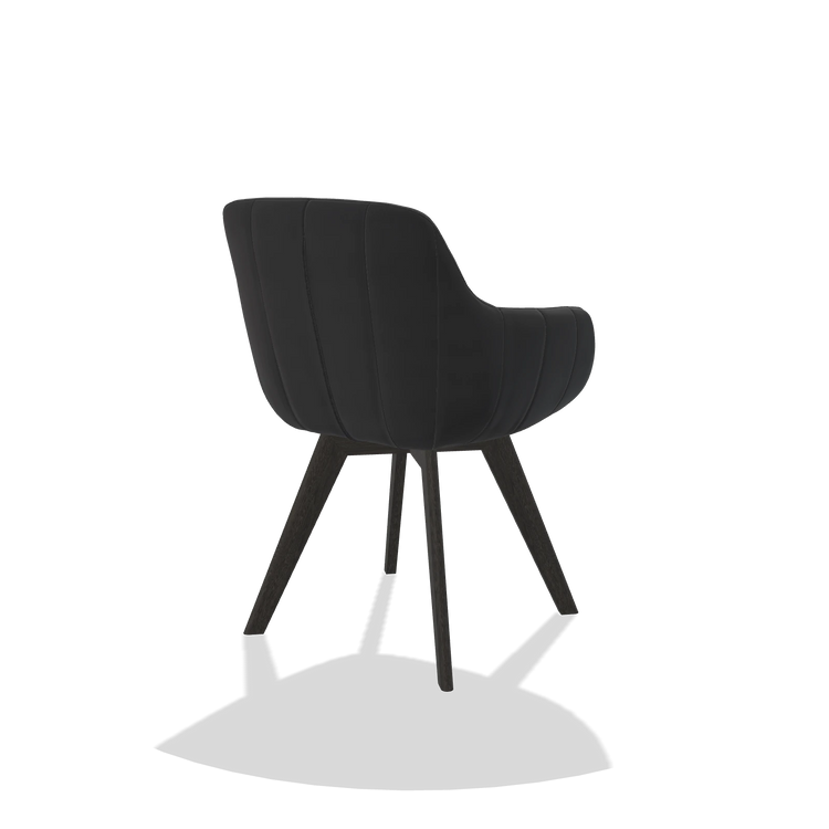 Esszimmerstuhl Odille 6578 in Leder B900 (Schwarz), Beine in Tabak, Schrägansicht von hinten