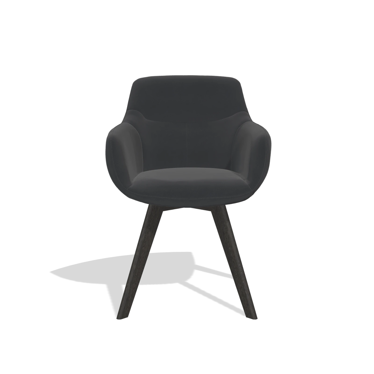 Esszimmerstuhl Odille 6578 in Leder B900 (Schwarz), Beine in Tabak, Vorderansicht