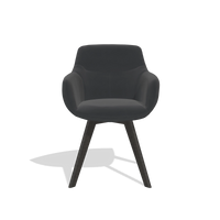 Esszimmerstuhl Odille 6578 in Leder B900 (Schwarz), Beine in Tabak, Vorderansicht