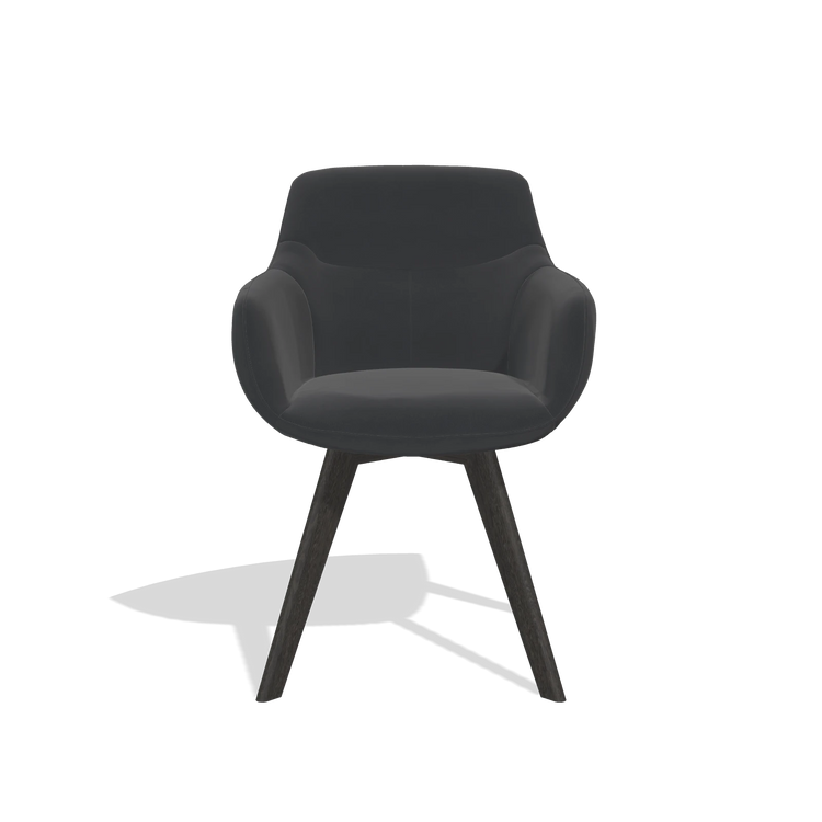 Esszimmerstuhl Odille 6578 in Leder B900 (Schwarz), Beine in Tabak, Vorderansicht