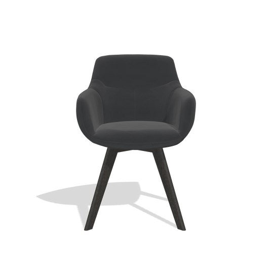 Chaise de salle à manger Odille 6578 en Cuir B900 (noir), pieds en tabac, vue de face