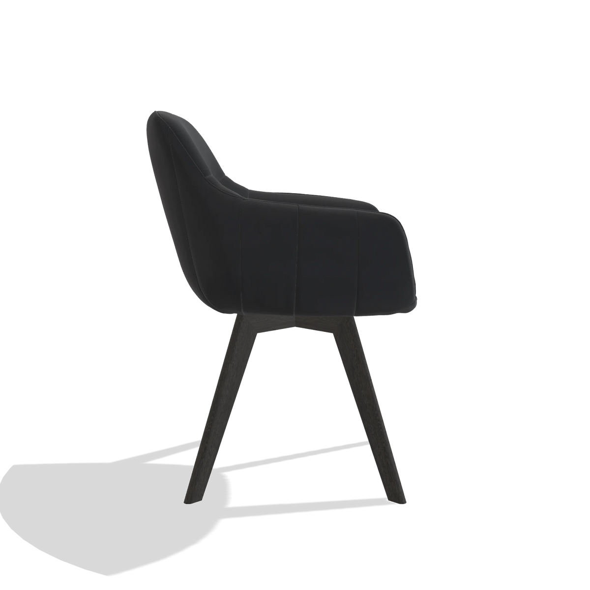 Esszimmerstuhl Odille 6578 in Leder B900 (Schwarz), Beine in Tabak, Seitenansicht