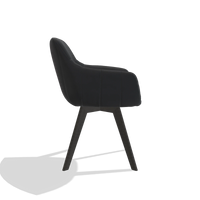 Esszimmerstuhl Odille 6578 in Leder B900 (Schwarz), Beine in Tabak, Seitenansicht