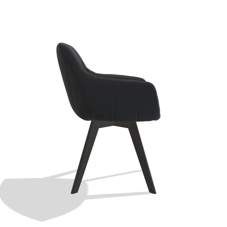 Esszimmerstuhl Odille 6578 in Leder B900 (Schwarz), Beine in Tabak, Seitenansicht