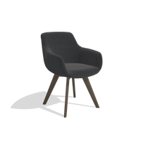 Esszimmerstuhl Odille 6578 in Leder B900 (Schwarz), Beine in Nussbaum, Schrägansicht