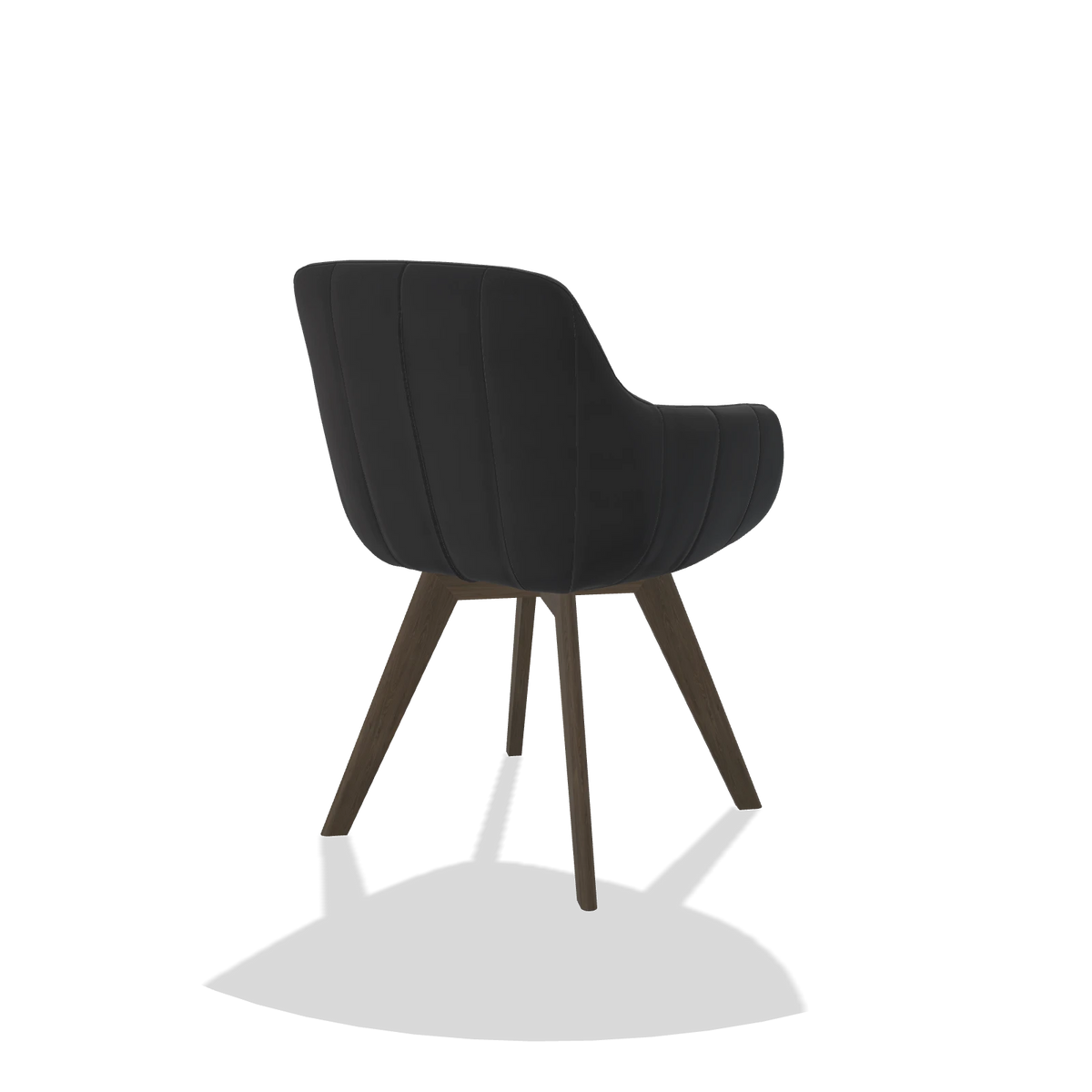Esszimmerstuhl Odille 6578 in Leder B900 (Schwarz), Beine in Nussbaum, Schrägansicht von hinten