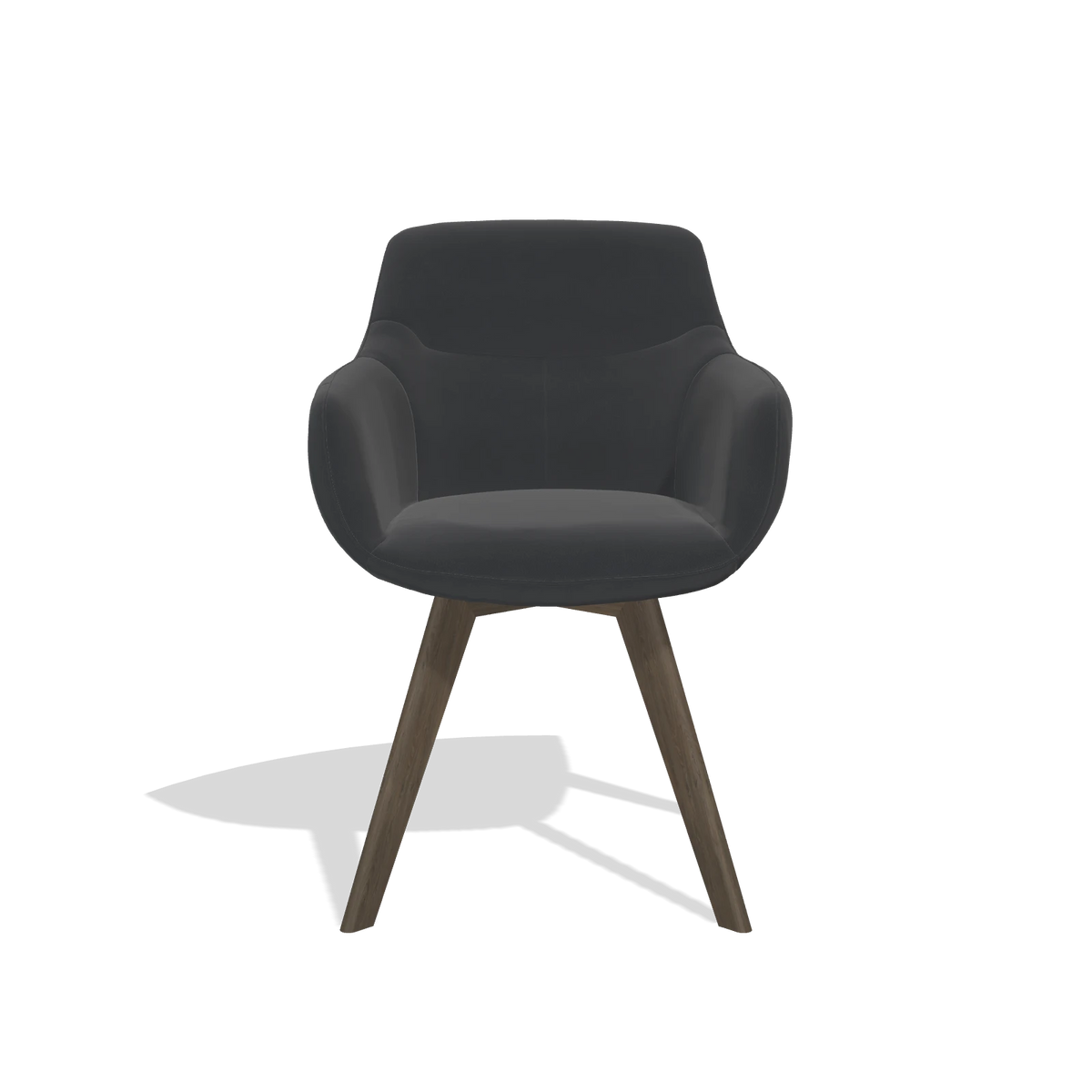 Esszimmerstuhl Odille 6578 in Leder B900 (Schwarz), Beine in Nussbaum, Vorderansicht