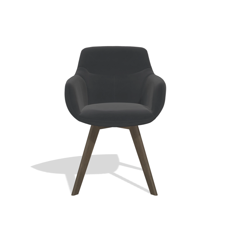 Esszimmerstuhl Odille 6578 in Leder B900 (Schwarz), Beine in Nussbaum, Vorderansicht