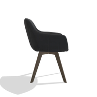 Esszimmerstuhl Odille 6578 in Leder B900 (Schwarz), Beine in Nussbaum, Seitenansicht