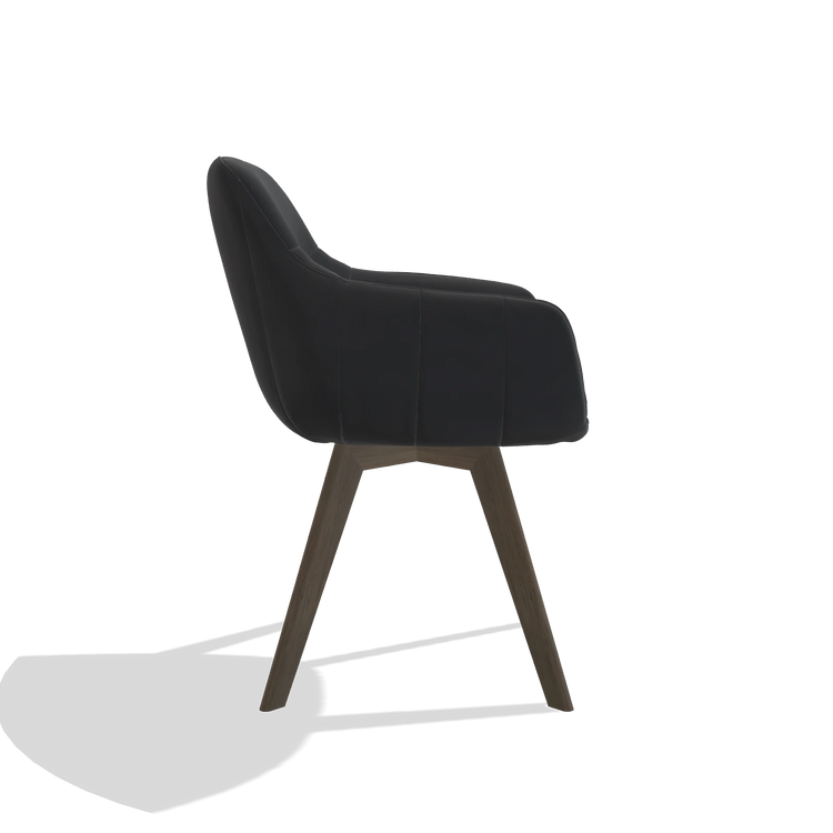 Esszimmerstuhl Odille 6578 in Leder B900 (Schwarz), Beine in Nussbaum, Seitenansicht