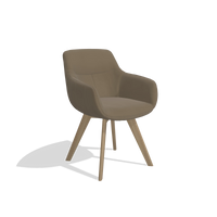 Esszimmerstuhl Odille 6578 in Leder B901 (Oliv), Beine in Natur, Schrägansicht