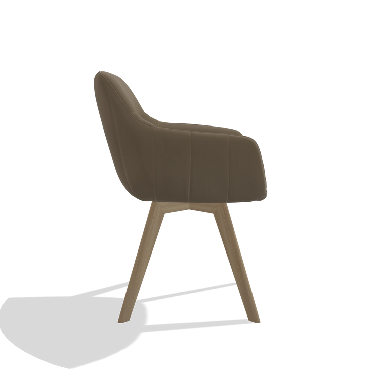 Esszimmerstuhl Odille 6578 in Leder B901 (Oliv), Beine in Natur, Seitenansicht