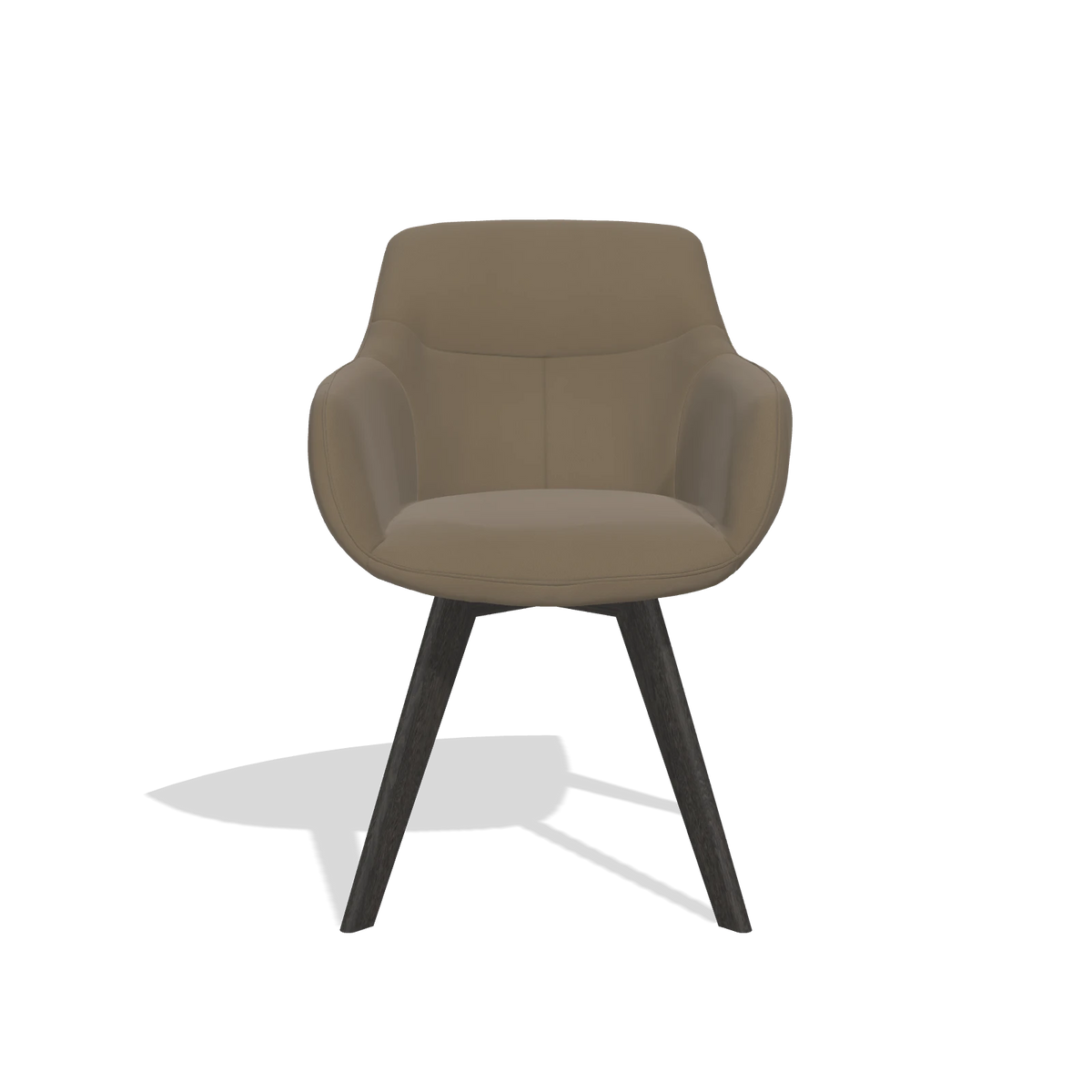 Esszimmerstuhl Odille 6578 in Leder B901 (Oliv), Beine in Tabak, Vorderansicht