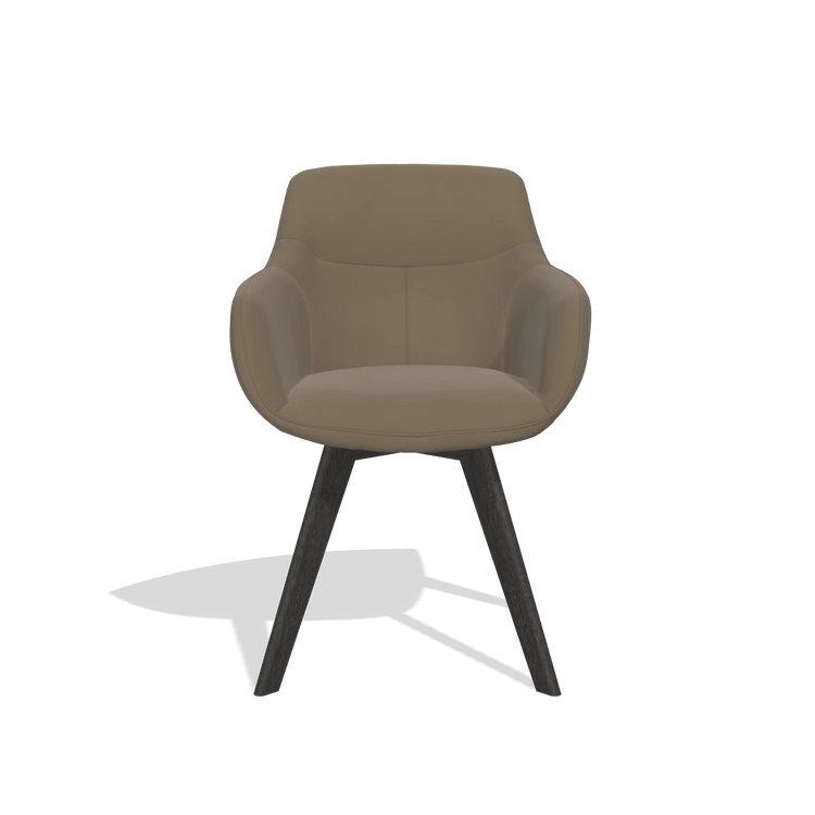 Esszimmerstuhl Odille 6578 in Leder B901 (Oliv), Beine in Tabak, Vorderansicht