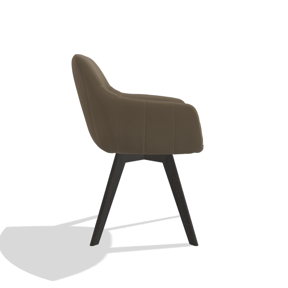 Esszimmerstuhl Odille 6578 in Leder B901 (Oliv), Beine in Tabak, Seitenansicht