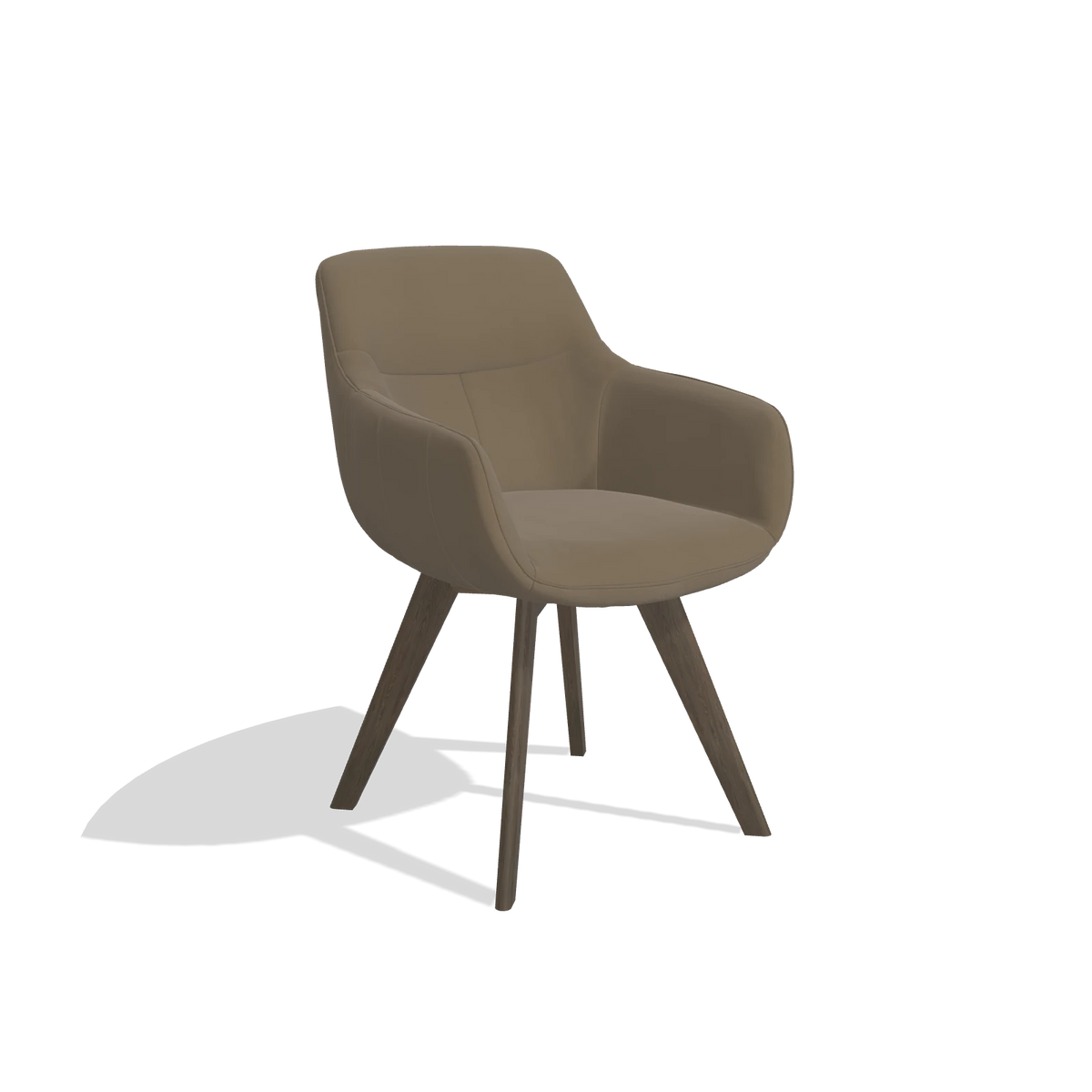 Esszimmerstuhl Odille 6578 in Leder B901 (Oliv), Beine in Nussbaum, Schrägansicht