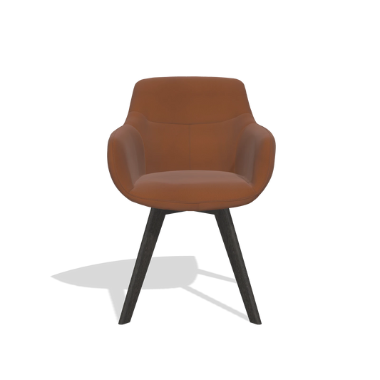Chaise de salle à manger Odille 6578 en Cuir B912 (rouille), pieds en tabac, vue de face