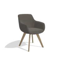 Dining Chair Odille 6578 in Leather B918 (dark grey), natural legs, angled view