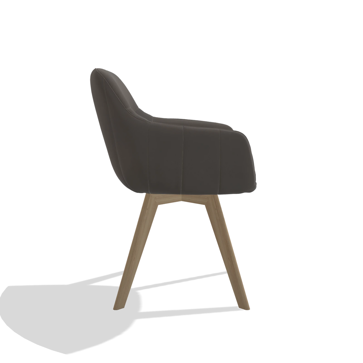 Dining Chair Odille 6578 in Leather B918 (dark grey), natural legs, side view