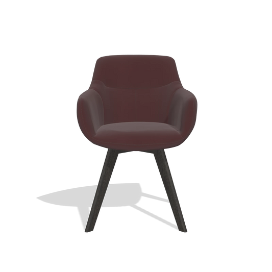 Chaise de salle à manger Odille 6578 en Cuir B938 (chocolat), pieds en tabac, vue de face