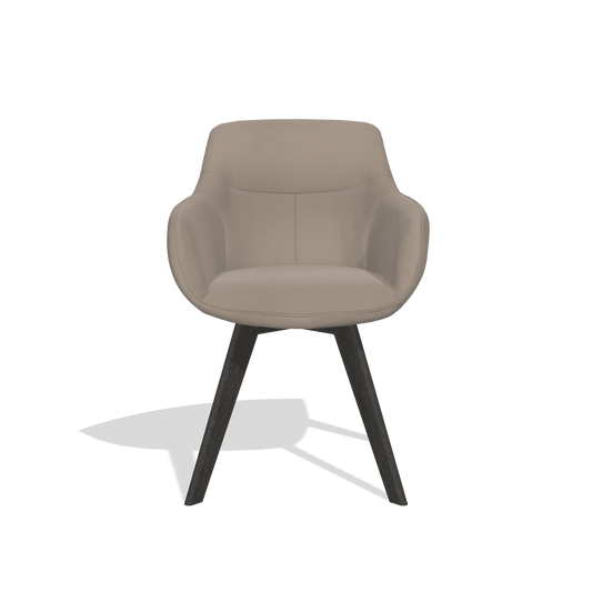 Chaise de salle à manger Odille 6578 en Cuir B942 (grège), pieds en tabac, vue de face