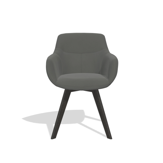 Chaise de salle à manger Odille 6578 en Cuir B945 (gris foncé), pieds en tabac, vue de face
