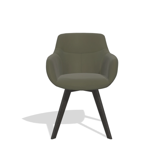Chaise de salle à manger Odille 6578 en Cuir B962 (gris foncé), pieds en tabac, vue de face