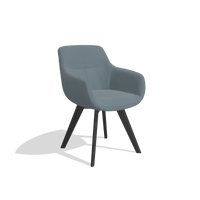 Chaise de salle à manger Odille 6578 en Cuir B963 (gris), pieds en noir, vue de trois-quarts