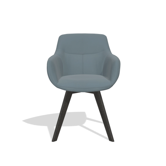 Chaise de salle à manger Odille 6578 en Cuir B963 (gris), pieds en tabac, vue de face