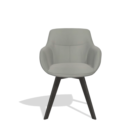 Chaise de salle à manger Odille 6578 en Cuir B967 (grège), pieds en tabac, vue de face