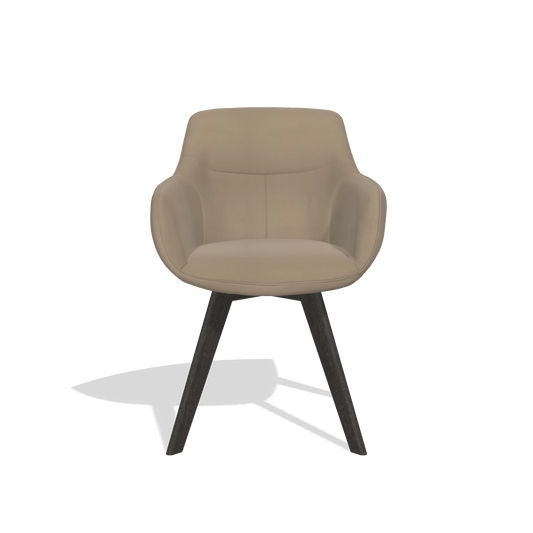 Chaise de salle à manger Odille 6578 en Cuir B968 (taupe), pieds en tabac, vue de face